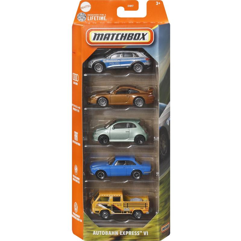 Pack 5 Matchbox - MBX Autobahn Express VI - JBX31 - Carrinhos e